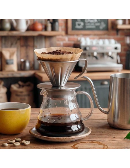 Coador Cafe Inox Filtro V60 Dripper Barista Reutilizavel
