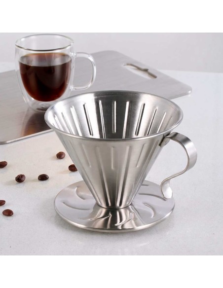 Coador Cafe Inox Filtro V60 Dripper Barista Reutilizavel