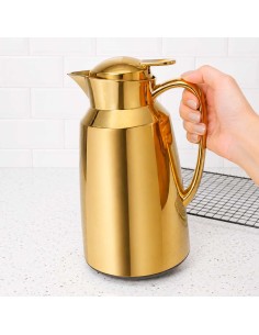 Garrafa Termica Dourada Bule Gatilho 1L Servir Cafe Cha 2
