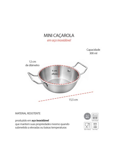 Caçarola Mini Panela Couvert Inox Entrada...