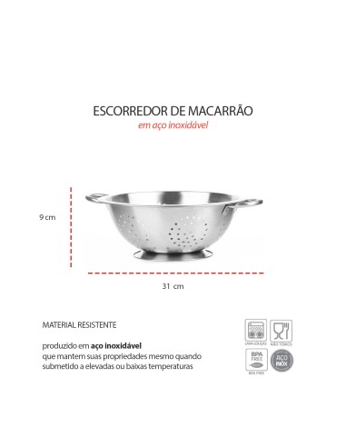 Escorredor Macarrao com Alça Lavador Massas...