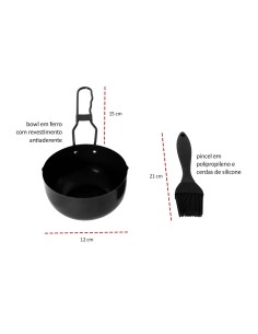 Tigela Bowl Alça e Pincel Culinario Silicone Preto Churrasco 2