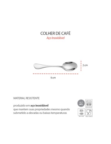 Colher de Cafe Aço Inox Pequena Talheres...