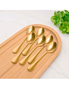 Colher de Cafe Dourado Jogo Colheres Inox Pequena 6un 2