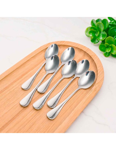 Colher de Cafe Aço Inox Jogo Colheres Pequena 6un
