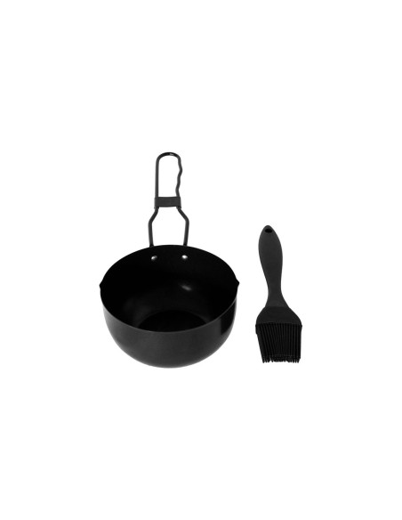 Tigela Bowl Alça e Pincel Culinario Silicone Preto Churrasco