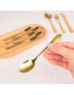 Colher de Cha Dourado Aço Inox Talheres Restaurante Buffet 2