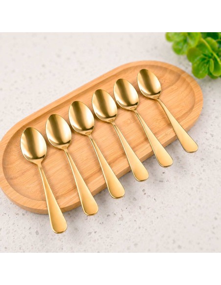 Colher de Cha Dourado Jogo de Colheres Inox 6un