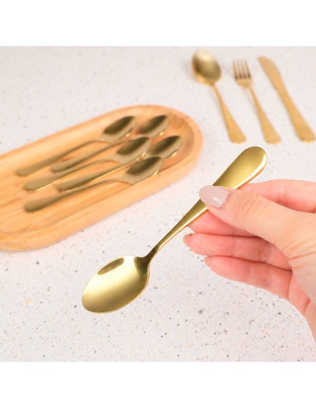 Colher de Cha Dourado Jogo de Colheres Inox 6un