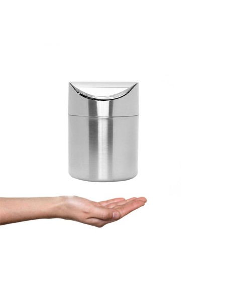 Lixeira de Pia Inox Mini Basculante Lavabo Escritorio 1,5L