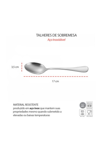 Colher de Sobremesa Aço Inox Talheres Buffet...