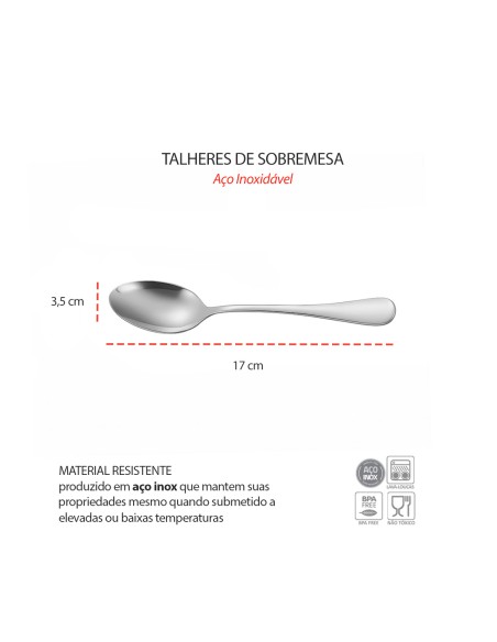 Colher de Sobremesa Aço Inox Talheres Buffet Restaurante