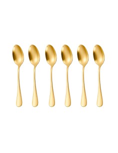 Colher de Sobremesa Dourado Ouro Inox Talher Buffet Jogo 6un