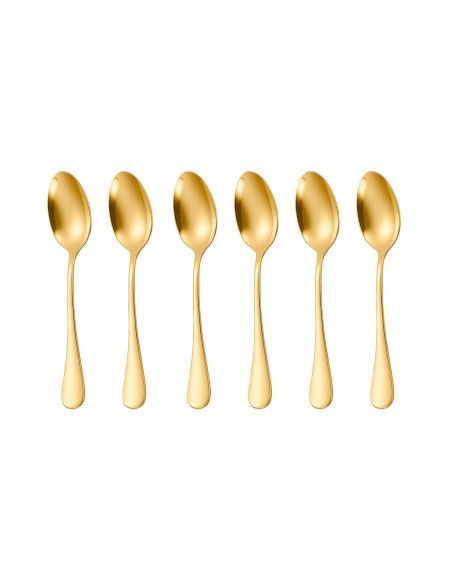Colher de Sobremesa Dourado Ouro Inox Talher Buffet Jogo 6un