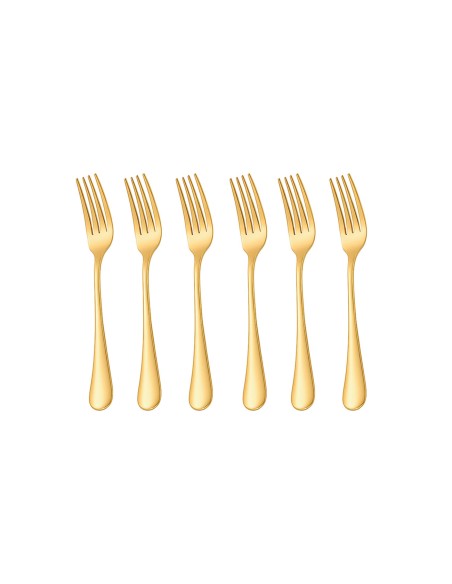 Garfo de Sobremesa Dourado Ouro Aço Inox Talheres Buffet 6un