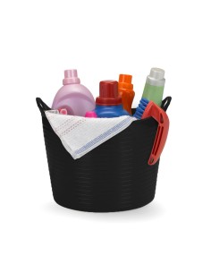 Balde Flexivel Cesto Multiuso Preto Roupa Brinquedos 20L