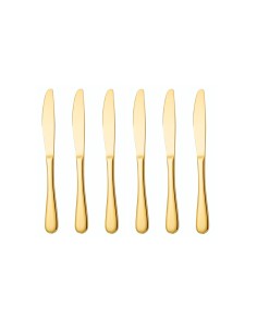 Faca de Sobremesa Dourado Ouro Inox Buffet Talheres Jogo 6un