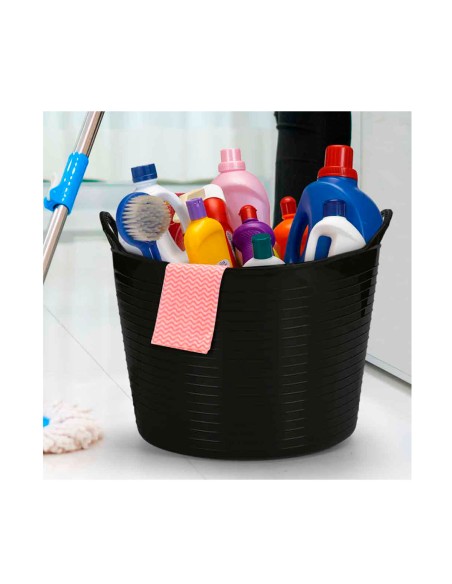 Balde Flexivel Cesto Multiuso Preto Roupa Brinquedos 20L