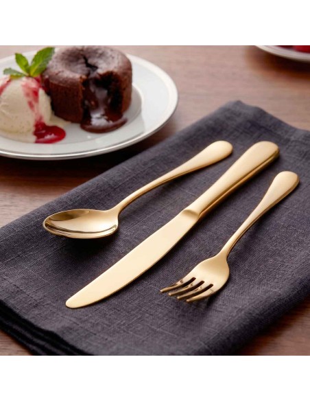 Faca de Sobremesa Dourado Ouro Inox Buffet Talheres Jogo 6un