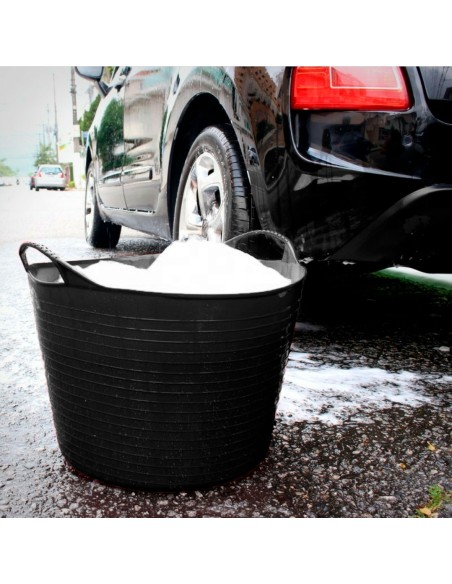 Balde Flexivel Cesto Multiuso Preto Roupa Brinquedos 42L