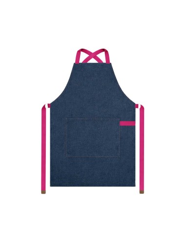 Avental Jeans Alça Cruzada Rosa Pink...