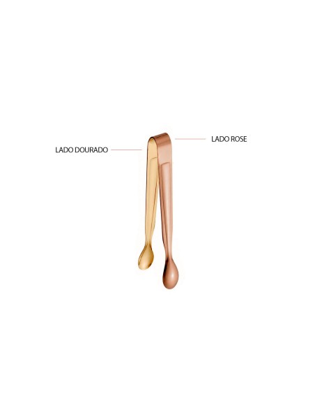 Pegador Frios Gelo Açucar Dourado Rose Mini Pinça Inox