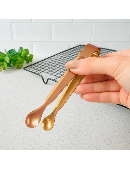 Pegador Frios Gelo Açucar Dourado Rose Mini Pinça Inox