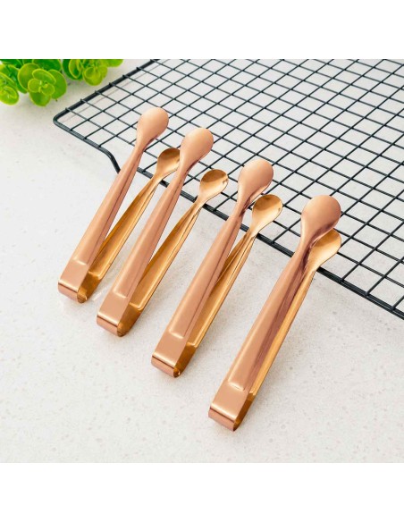 Pegador Frios Gelo Açucar Dourado Rose Mini Pinça Inox