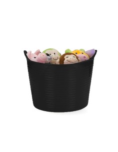 Balde Flexivel Cesto Preto Organizador Roupas Brinquedos 25L