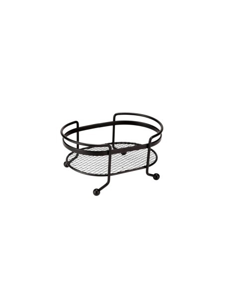 Bandeja Oval Mini Organizador Porta Temperos Aço Preto