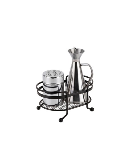 Bandeja Oval Mini Organizador Porta Temperos Aço Preto