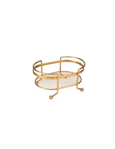 Bandeja Oval Mini Organizador Dourado Porta Temperos Aço