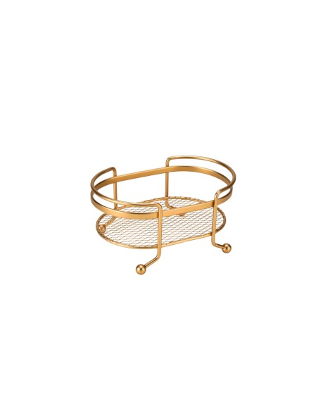 Bandeja Oval Mini Organizador Dourado Porta Temperos Aço