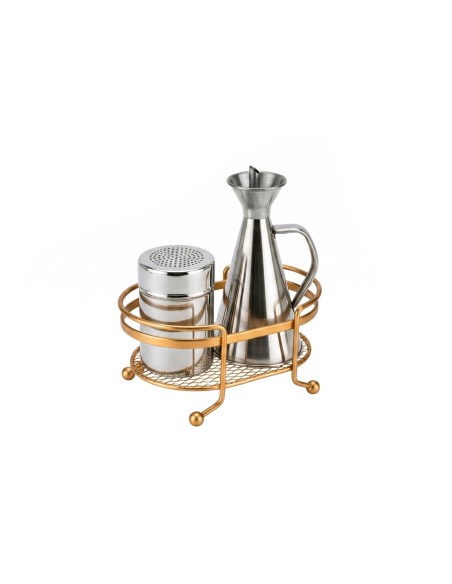 Bandeja Oval Mini Organizador Dourado Porta Temperos Aço