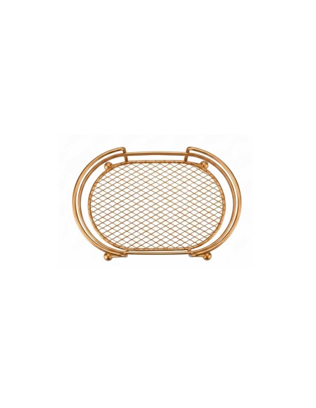 Bandeja Oval Mini Organizador Dourado Porta Temperos Aço