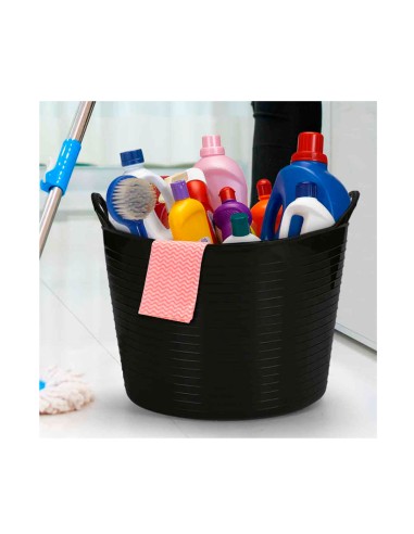 Balde Flexivel Cesto Preto Organizador Roupas...