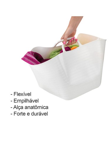 Balde Flexivel Cesto Preto Organizador Roupas...