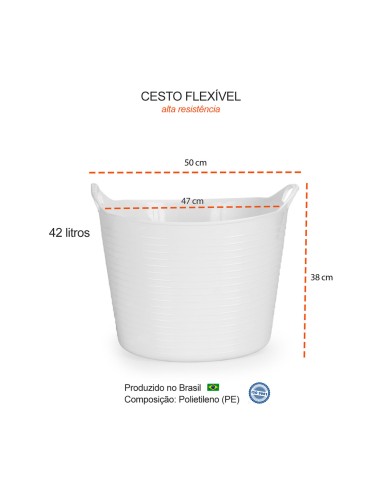 Balde Flexivel Cesto Multiuso Branco Roupa...
