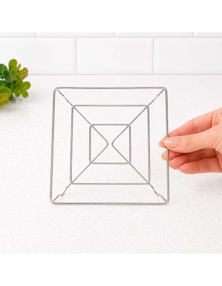 Descanso de Panela Suporte Quadrado Aço Inox Apoio Mesa