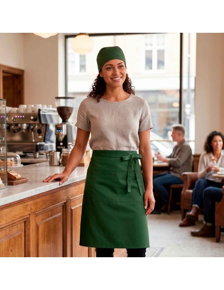Avental de Cintura Verde Escuro Barista Chef Cozinha