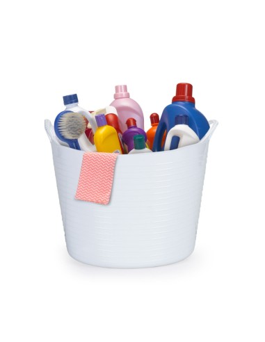 Balde Flexivel Cesto Multiuso Branco Roupa Brinquedos 30L