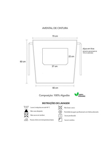 Avental de Cintura Preto Cafeteria Bar...