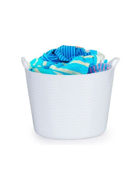 Balde Flexivel Cesto Multiuso Branco Roupa Brinquedos 30L