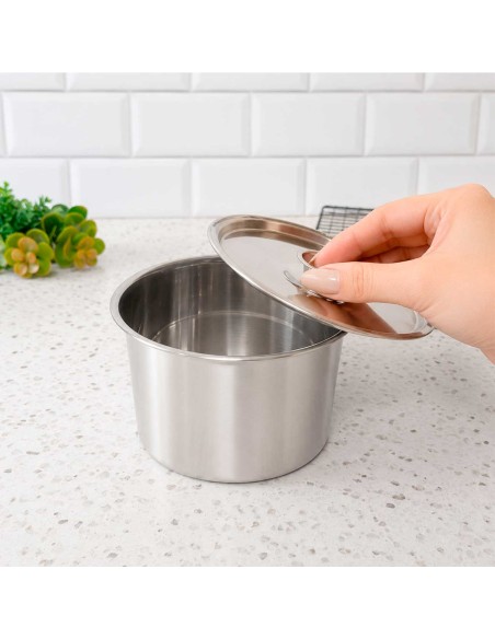 Porta Mantimentos Aço Inox Lata Pote com Tampa Armazenar 650ml