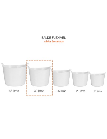 Balde Flexivel Cesto Multiuso Branco Roupa Brinquedos 30L