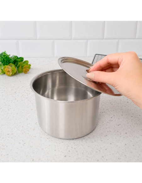 Porta Mantimentos Aço Inox Lata Pote com Tampa Armazenar 1L