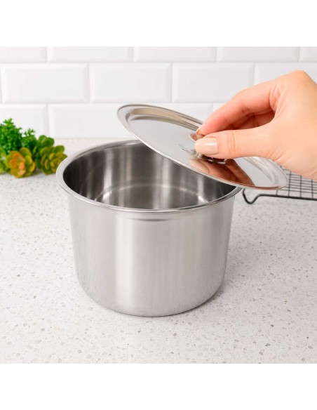 Porta Mantimentos Aço Inox Lata Pote com Tampa Armazenar 1,5L