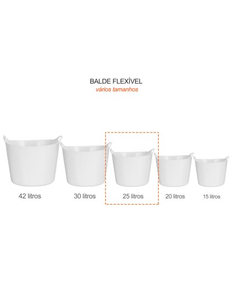 Balde Flexivel Cesto Multiuso Branco Roupa Brinquedos 25L