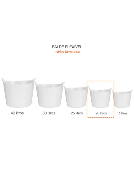 Balde Flexivel Cesto Multiuso Branco Roupa Brinquedos 20L