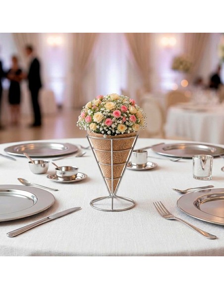 Suporte Cachepot Cone Inox Decoraçao Flor Vela Mesa Buffet